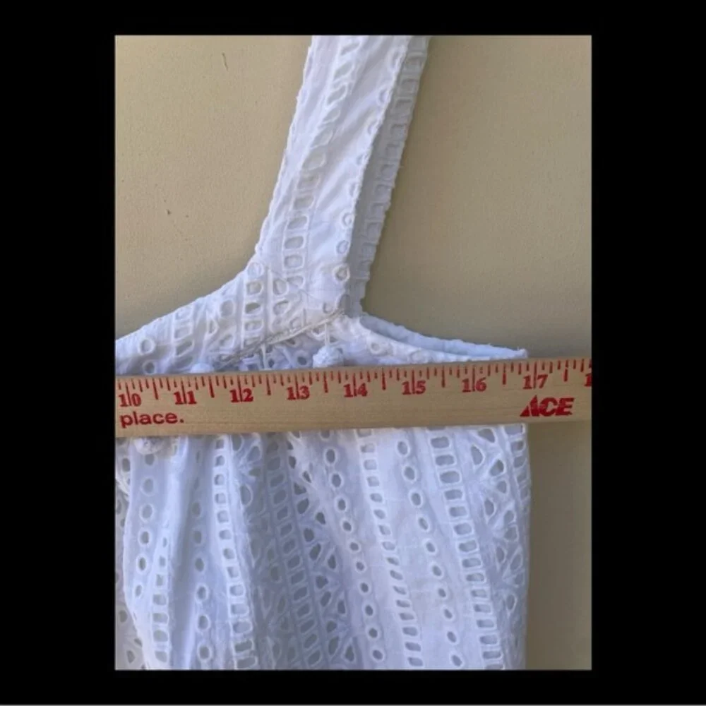 Sundance Sugar Sand White Eyelet PomPom Tank Sz M - Picture 7 of 10
